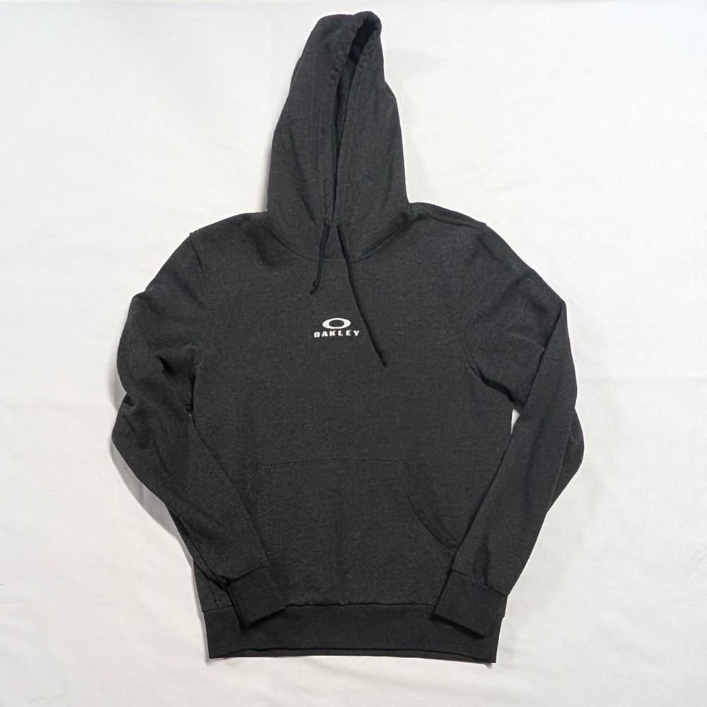 Oakley Mens Custom Fit Pullover Hoodie Charcoal Gray Logo Sweatshirt Small